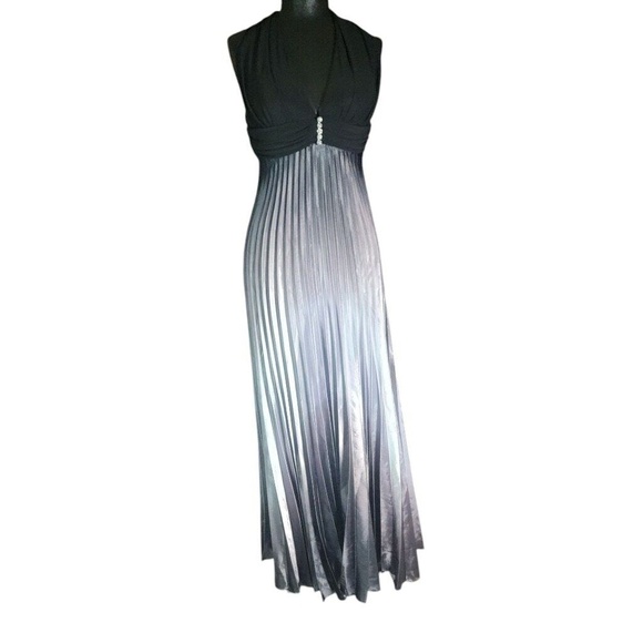 Betsy & Adam Womens Maxi Dress Size 6 Black Silver - Picture 2 of 12